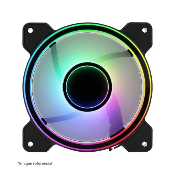 Ventilador Mirage 12 ARGB de 120 mm con conector de 6 pines con diseño Infinity Mirror RGB.