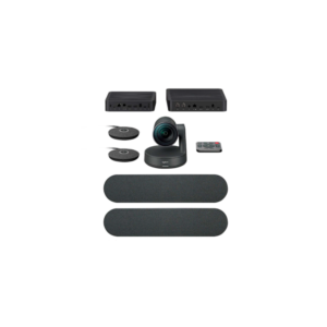 0025916 – Logitech Rally Plus Bundle: Sistema 4K Ultra-HD para Salas Grandes, Audio Modular (2 Spk – 2 Mic) y Tecnología RightSense Black