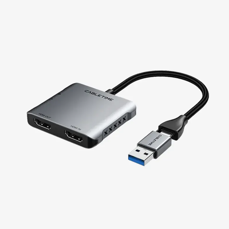 Capturador de Video HDMI 4K Dual CABLETIME CB67G - USB-A/USB-C