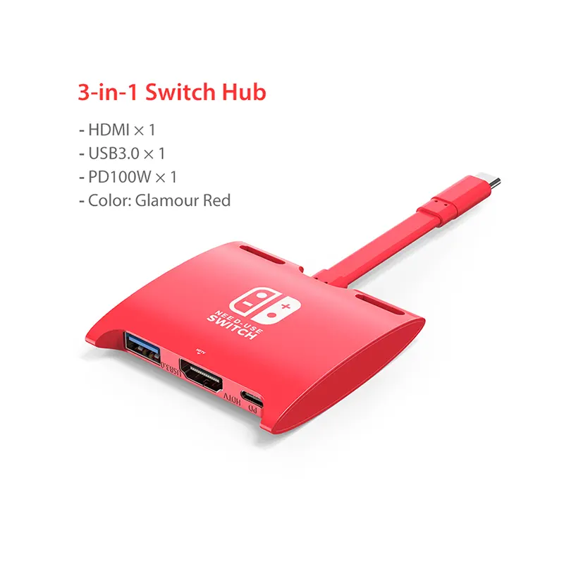 Hub USB-C 3 en 1 CABLETIME CB40R para Nintendo Switch - HDMI, PD 100W